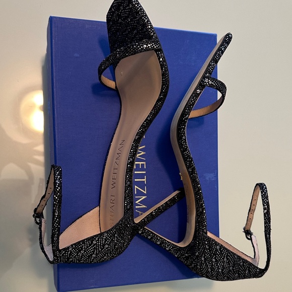 NWT Stuart Weitzman Amelina Gunmetal Glitter Heels - Picture 7 of 11